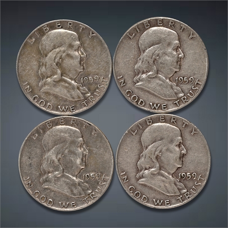 (4) 1959 Franklin Silver Half Dollars