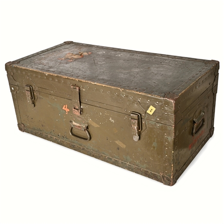 WWII‑Era Metal Military Footlocker