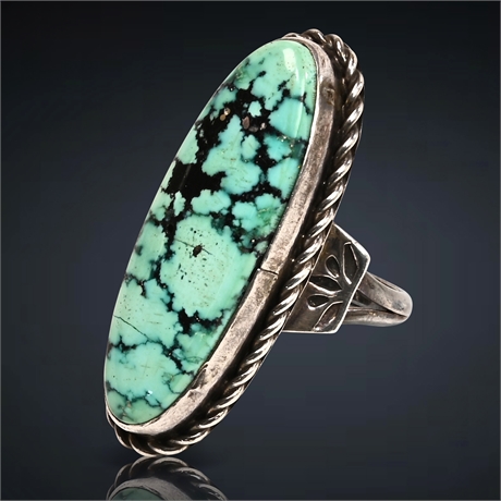 1960's Navajo Turquoise & Sterling Silver Ring Size 8