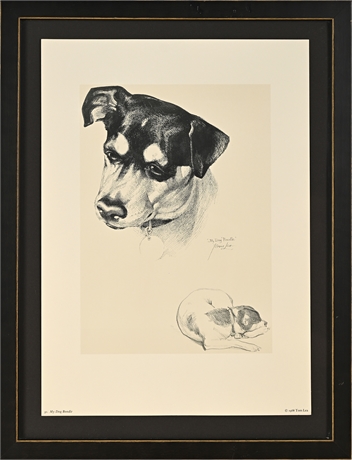 Tom Lea “My Dog Boodle” 1968 Print NM Artist Framed