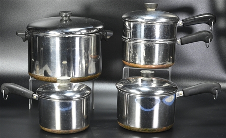 Revere Ware Pots with Copper Bottoms & Lids