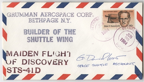 STS-41D Discovery Maiden Flight Cover Signed by Astronaut G. David Low