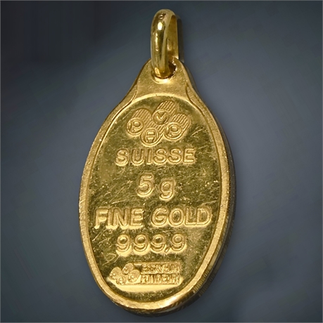 PAMP Suisse Lady Fortuna 5 Gram .9999 Fine Gold Oval Pendant