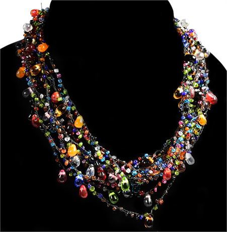 Glass Bead and Crochet Necklace/Choker