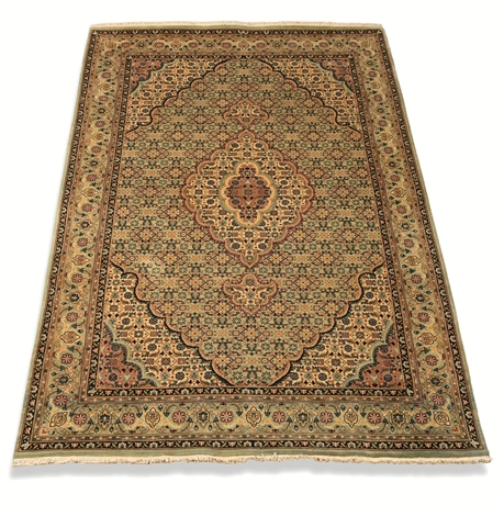 Contemporary Mahi Tabriz Style Rug – 324 KPI, India, 4' x 6'1"