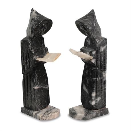 Marble Monk Bookends