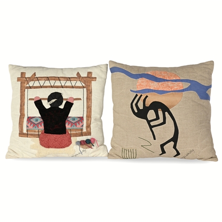 Kokopelli & Weaver Applique Pillows