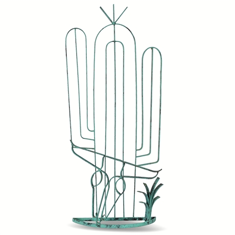 Handcrafted Metal Cactus Wall Art with Roadrunner