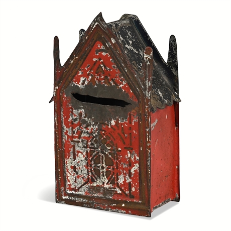 Cathedral-Form Steel Still Bank, Painted House Design
