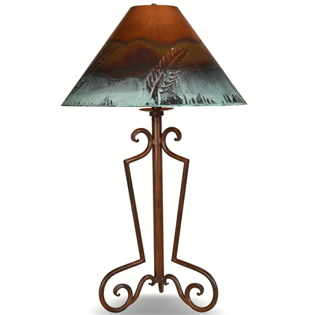 W. Kohler Patinated Copper Table Lamp