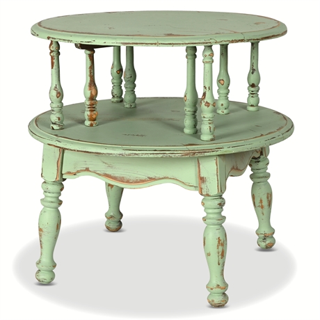 Antique French Country-Style Two-Tier Table