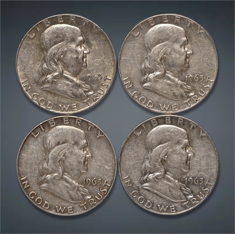 (4) 1963 Franklin Silver Half Dollars