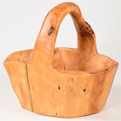 Hand Carved Wood Basket