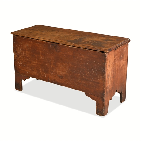 Early Six-Board Pine Blanket Chest with Boot-Jack Ends & Till, 19th C.