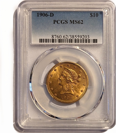 1906 $10 Liberty Head Gold Coin PCGS Graded