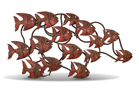 33" Copper School Fish Wall Sculpture