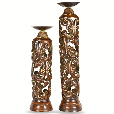 Reticulated Pillar Candlesticks