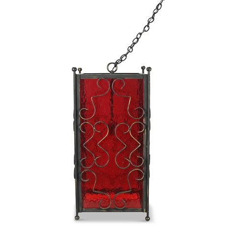 Gothic Spanish Revival Red Faux Glass Lamp