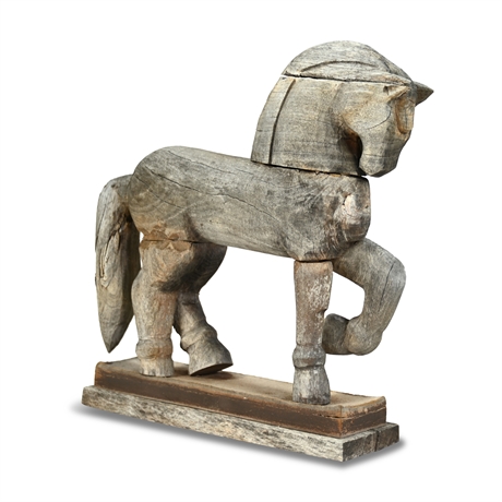 Weathered Carved Horse Sculpture