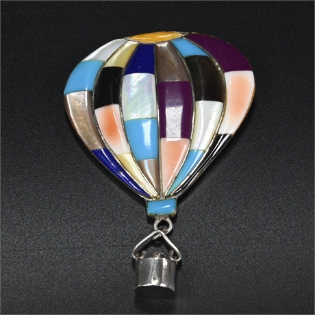 Zuni Inlaid Hot Air Balloon Pendant