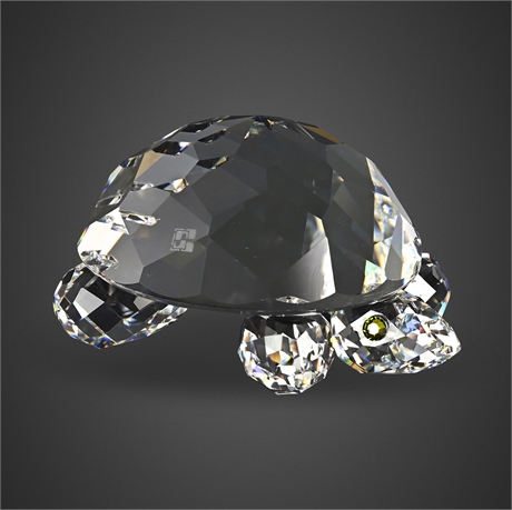 Swarovski Silver Crystal Tortoise Figurine with Original Box, Austria