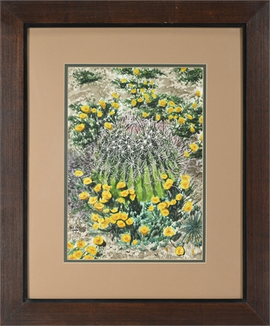 Phil Yost Cactus & Poppies Watercolor