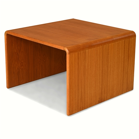K.T. Møbler Danish Modern Teak Waterfall Side Table, Made in Denmark