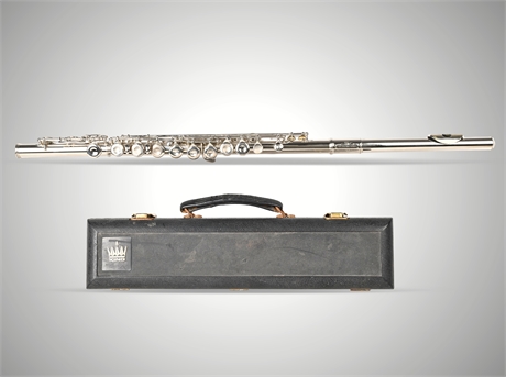 King Cleveland Silver-Plated Flute with Case, Serial #38270, ca. 1947–49