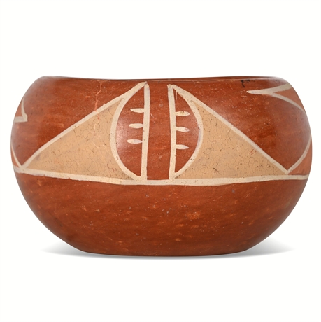 Santa Clara Pueblo Polychrome Pottery Bowl — Mid-20th Century, 3" x 5.5" Dia.