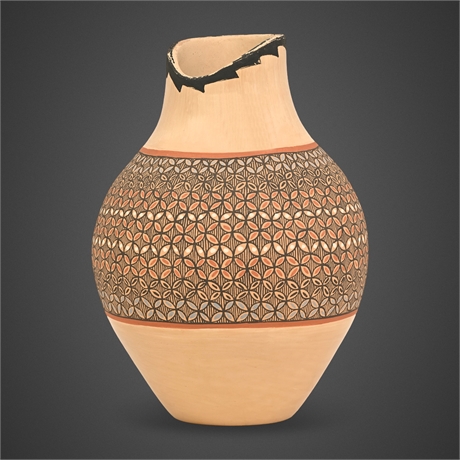 Clara Gachupin Jemez Pueblo Polychrome Seed Jar — Microfine Geometric Banding