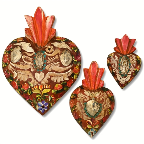 Mexican Folk Art Sacred Hearts