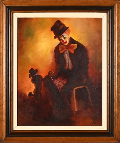 Le Clown Triste (The Sad Clown) Original Oil Painting