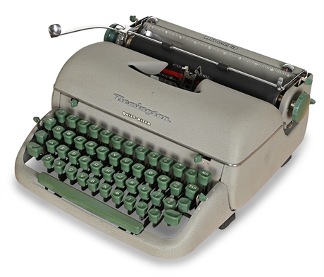 1950s Remington Rand Quiet-Riter Portable Typewriter  with Tweed Case