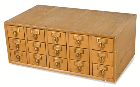 Vintage Maple 15-Drawer Card Catalog