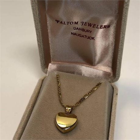 14K Gold Heart Pendant and Necklace