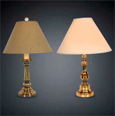 30" Vintage Brass Table Lamp & 27" Brass Table Lamp