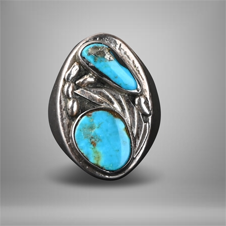 Chunky Old Navajo Sterling Turquoise Ring