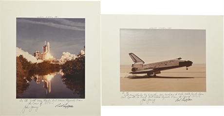 2 Original NASA Shuttle Photos on Kodak Paper Mounted on Cardboard
