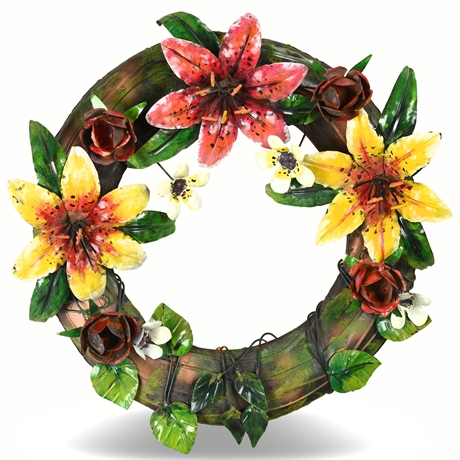 Mexican Folk Art Metal Floral Wreath