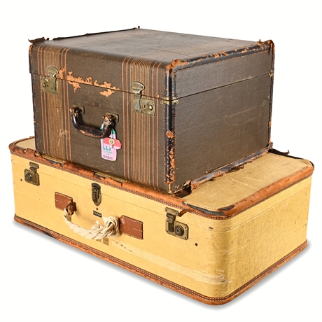 Vintage Amelia Earhart & Skipper by Gladstone Luggage Set — Silk Lined, Leather