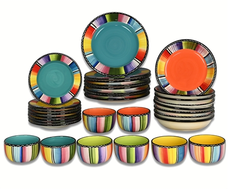 Nancy Green "Serape" Hand-Painted Dinnerware Service for 8 – Fiesta-Inspired