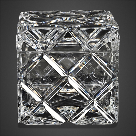 Rogaska "Criss Cross" Lead Crystal Lidded Box, Cube Form