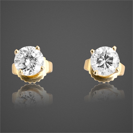 14K Gold Diamond Stud Earrings — 1.00 TCW, Screw-Backs, Marked “14K S”