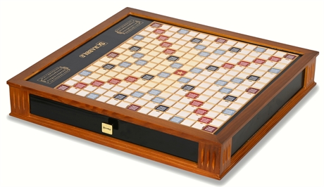 Scrabble Trophy Luxury Edition with Rotating Wooden Game Board