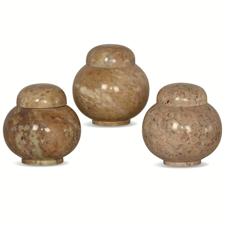 (3) 2" Marble Jars With Lids