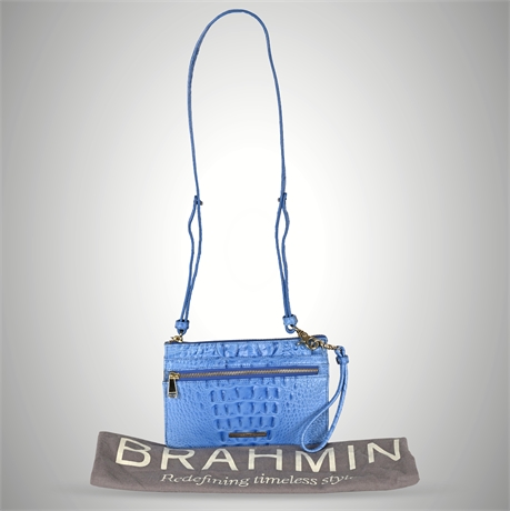 Brahmin Jillian Crossbody Bag – Melbourne Sky Blue Croc Embossed Leather