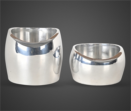 Pair of Nambe 6172 & 6173 Tilt Alloy Candleholders —  1998
