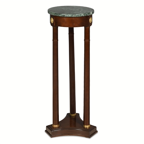 Bombay Company Mahogany-Finish Empire Revival Pedestal with Green Marble Top