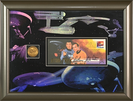 Leonard Nimoy and William Shatner Autographed Star Trek Display