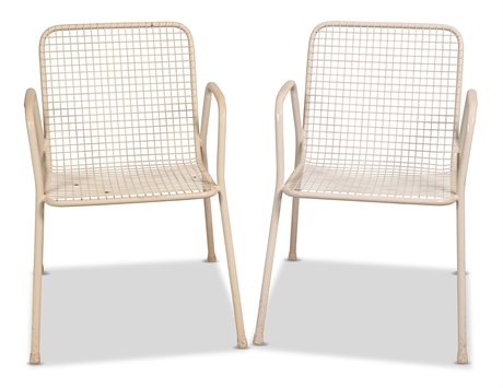 Pair Vintage Iron Patio Chairs
